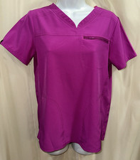 Scrubstar Womens XS Short Sleeve Scrub Top BERRY Vet Medical Lab Nurse