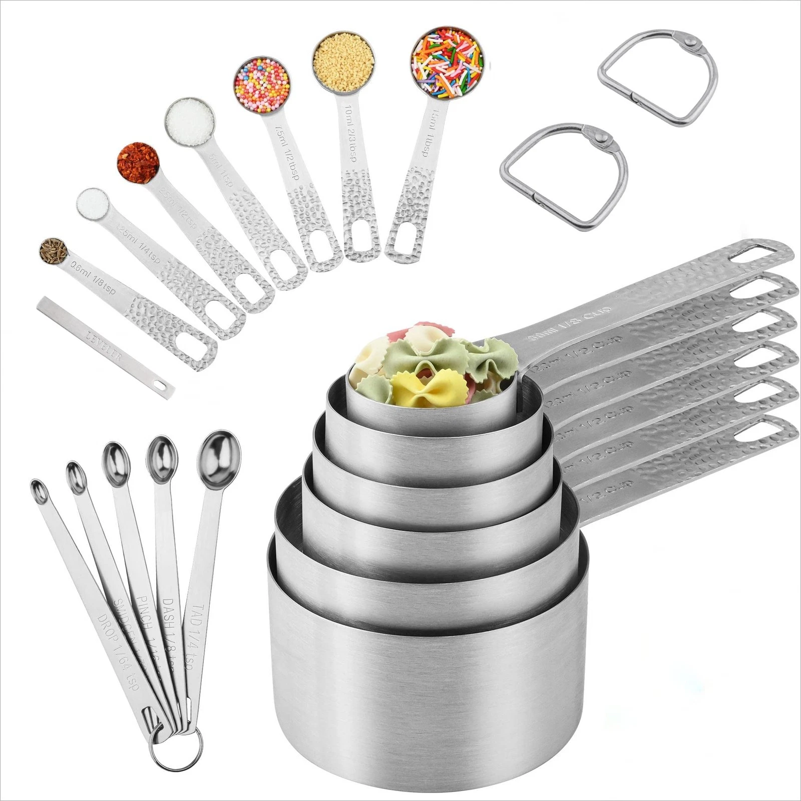 18/8 Stainless Steel Measuring Cups and Spoons Set, Metric & US 6 Measuring C...