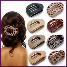 Fashion Oval Hair Claw Clip for Women New Design Leopard Matte Curved Flat