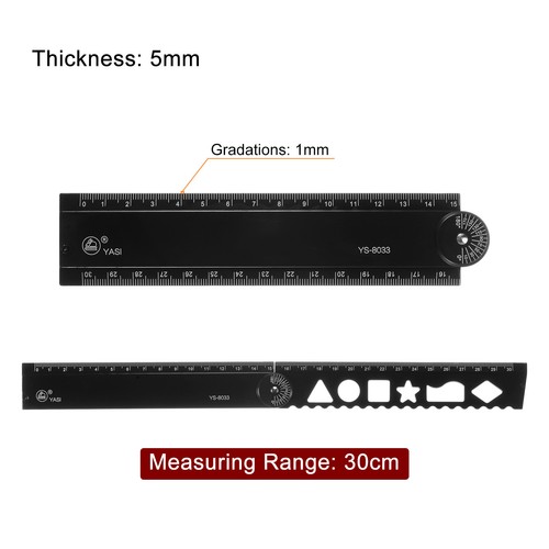 3pcs Folding Ruler 30cm Metric Polystyrene Measuring Tool 2 Black ...