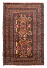 Vintage Oriental Hand-Knotted Carpet 2'9" x 4'2" Traditional Wool Area Rug