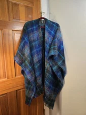 Royal Scot Women's Mohair Poncho Blue & Green One Size