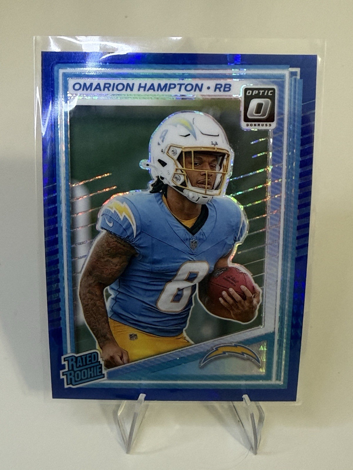 2025 Panini Donruss - Rated Rookie Omarion Hampton #212 Optic Blue Scope