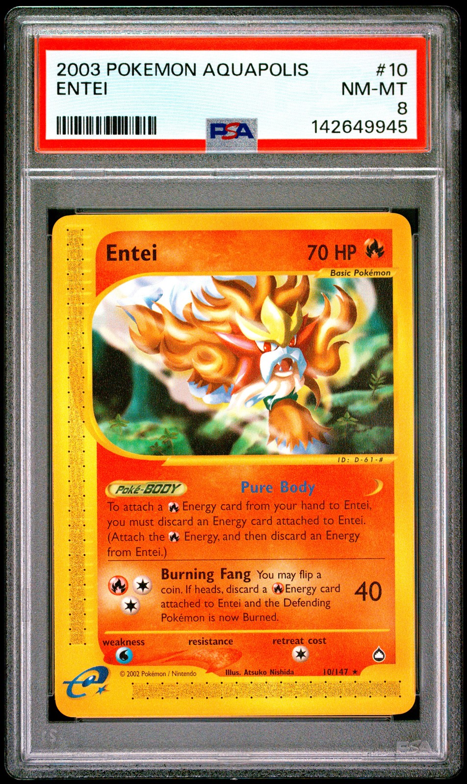 2003 POKEMON AQUAPOLIS #10 ENTEI PSA 8