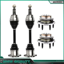 Front (2) Wheel Bearing Hub +(2) CV Axle Shaft For Silverado1500 Suburban Tahoe