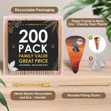 200 Pack Pre Rolled Cones | Natural Slow-Burning Rolling 200pcs wood