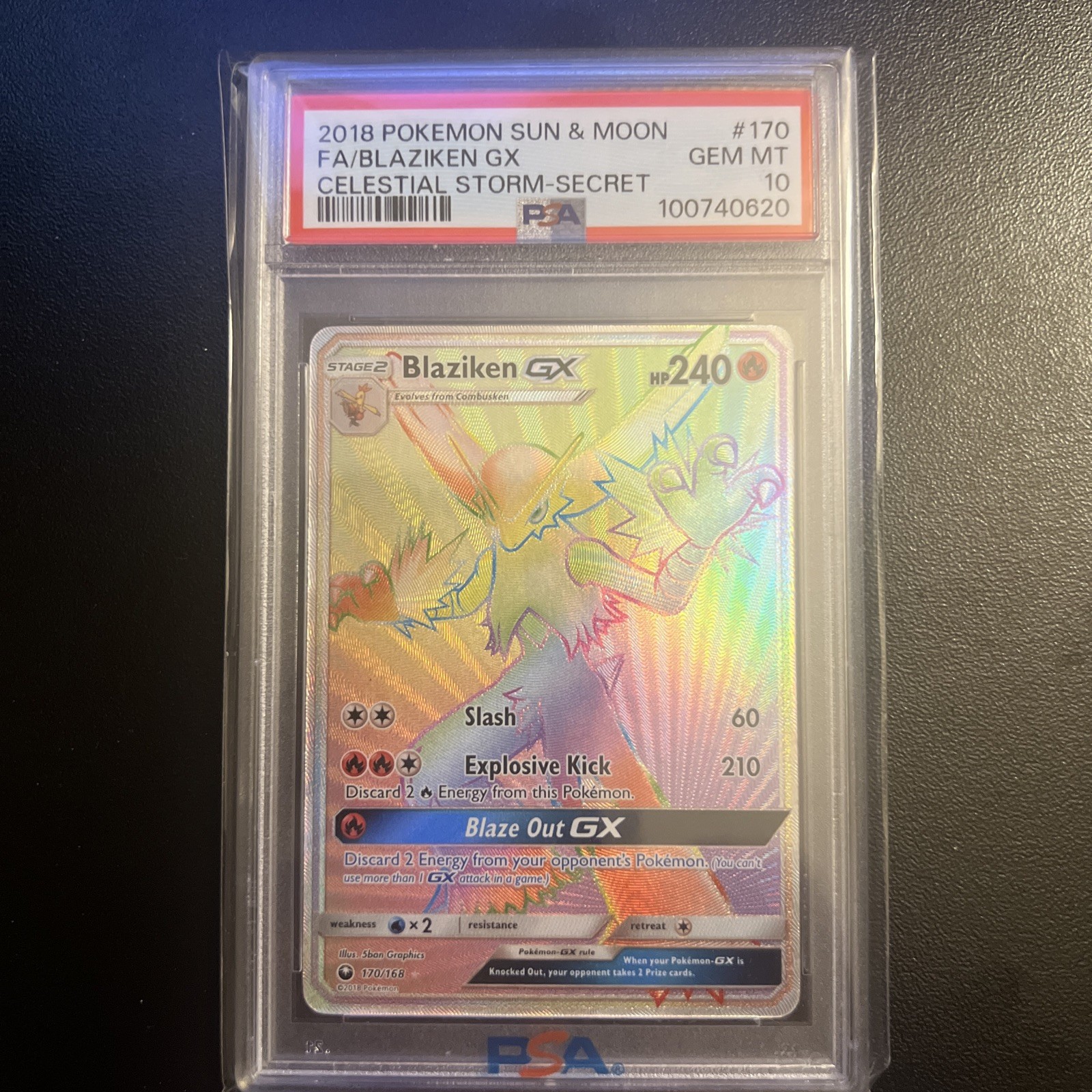 Pokémon Sun And Moon Celestial Storm Blaziken GX Secret Rare 170/168 PSA 10