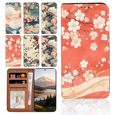 Zen Floral Art Leder Ständer Schutzhülle für Apple 678/XR/11/12/13/14/16/17