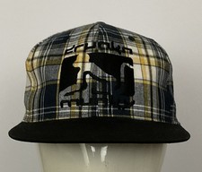 DRUNKNMUNKY MEN'S  BLACK/GOLD CHECK TRUCKER CAP ADJUSTABLE STRAP ONE SIZE NEW