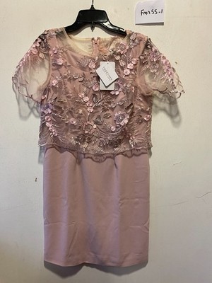 Together Zartrosatöne Blumenmuster Bestickt Überzug Midi Kleid (fmn55-1)