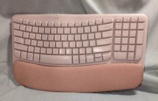 Logitech Wave Keys Wireless Ergonomic Keyboard w/ Dongle Tested Pink Rose