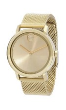 Brand New Movado Bold Evolution Men s Gold Dial Gold Mesh Band Watch 3600791