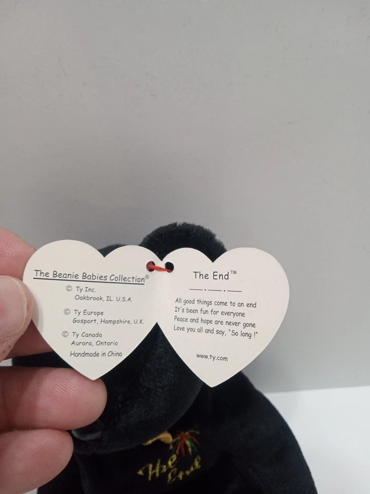 Ty Beanie Baby "THE END" Bear 1999 NEW with RARE Flat Tush Tag Errors  - Image 4 of 4