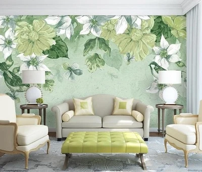 3D Flower Floral Watercolor Wall Murals Wallpaper Murals Wall Sticker - Image 1 of 4