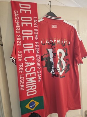 Manchester United 26/27 Adidas Home Kit Authentic Jersey Large Casemiro 18 Scarf
