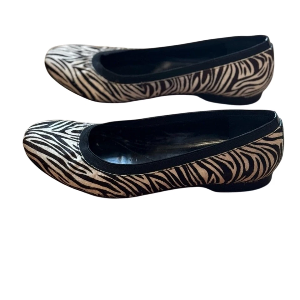 Vintage Enzo Angiolini Women's 8 calf hair leather ballet flats luxury designer  - Image 3 of 4