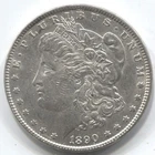 1890 - MORGAN SILVER DOLLAR - 90% SILVER - AU -LOT # 179