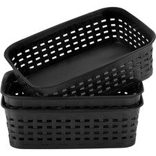 3 Pack Plastic Storage Baskets for Cabinets,Small Plastic Basket,Organizer Bi...