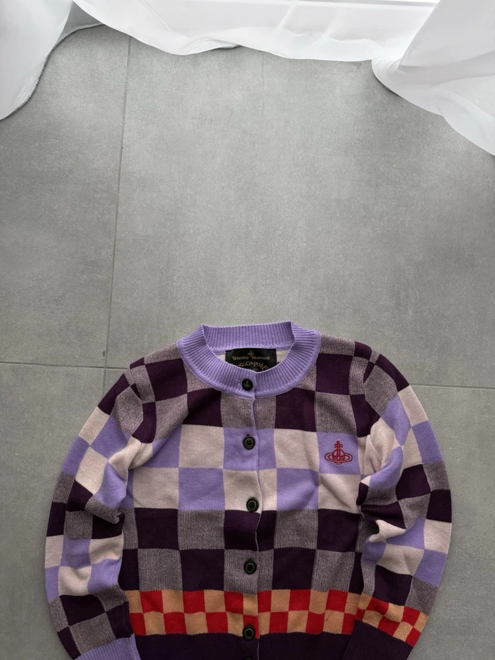 Vivienne Westwood Patchwork Tejido Multicolor Suéter Cárdigan ¡Raro! pink hype Foto 3 de 4