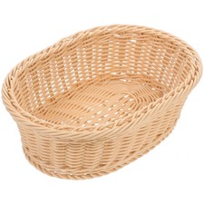 Storage Basket Oval Plastic Woven Wicker Fruit Bread Vegetables Organiser 28cm