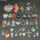 Vintage and Modern Costume Jewelry Pendant Lot of 35 Hearts Crosses Stones