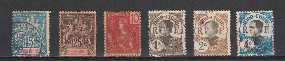 Indochina: Lote 2 - Franqueo (1892-1923 - F/VF - MH y U) 2025 Scott C. V. $28,35 Foto 2 de 4