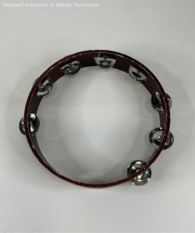 10" Wooden Headless Tambourine 9-Pair Metal Jingles Handheld Percussion Brown