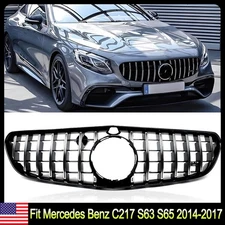 Chrome Black GT Style Front Bumper Grille For Mercedes Benz C217 S63 S65 2014-17