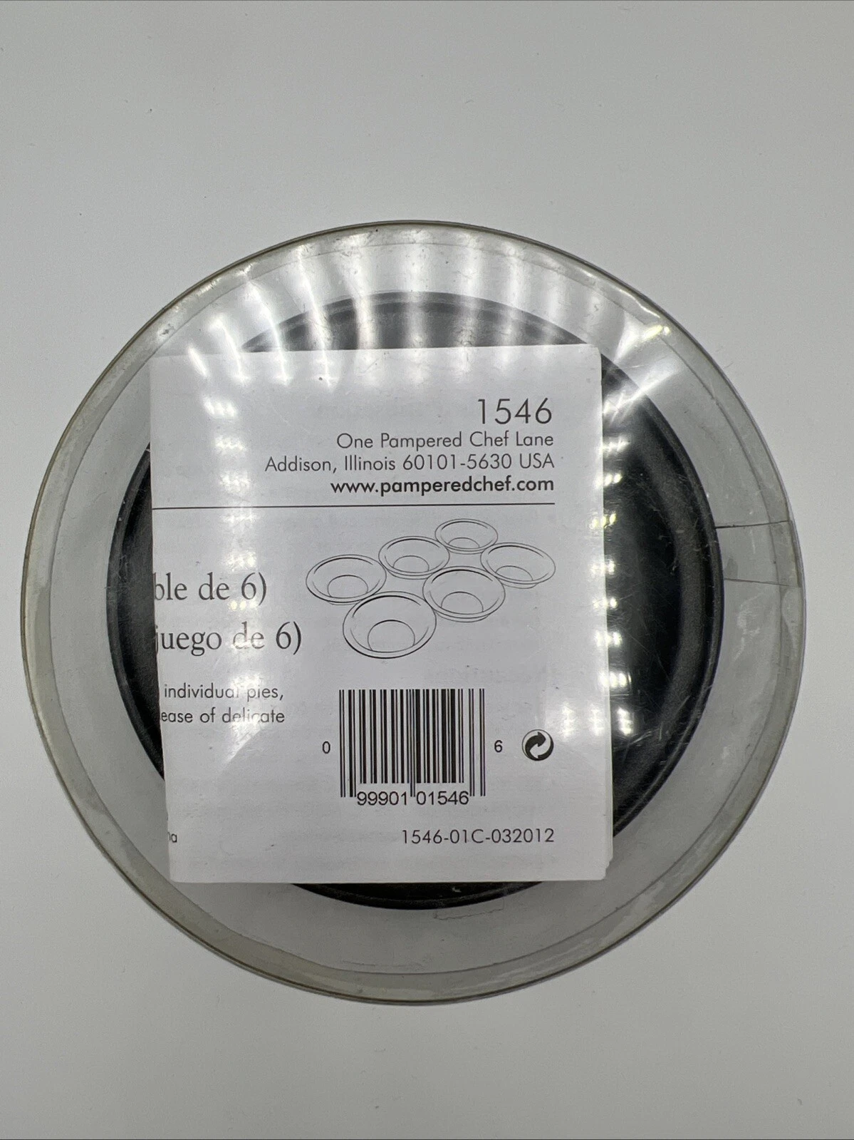 Pampered Chef Mini Pie Pans Set of Six 1546 with Removable Bases Quiche NEW