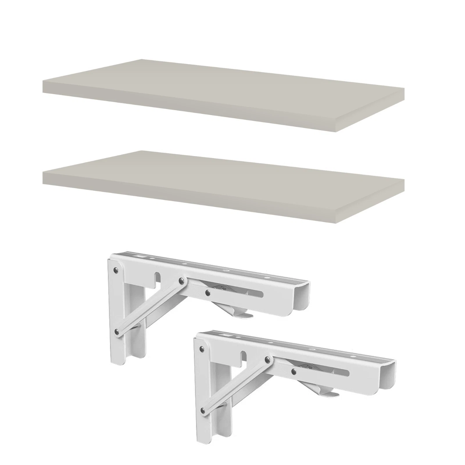 Highdecora Floating Shelves Wall Mounted Light Grey Depth 250mm Set of 2