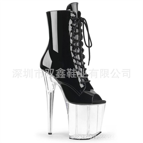 20cm High Stiletto Heel Nightclub Peep Toe Ankle Boots Women Pole Dance Zip Sexy - Picture 6 of 16