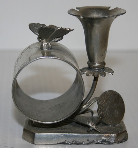 Viktorianische SCHMETTERLINGSKNOSPENVASE versilbert Serviettenring Simpson Hall Miller #024 - Bild 1 von 4
