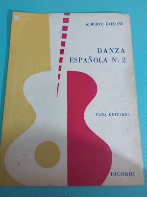 Alberto Falcone Danza Espanhola #2 For Classical Guitar Rare Vintage Sheet Music