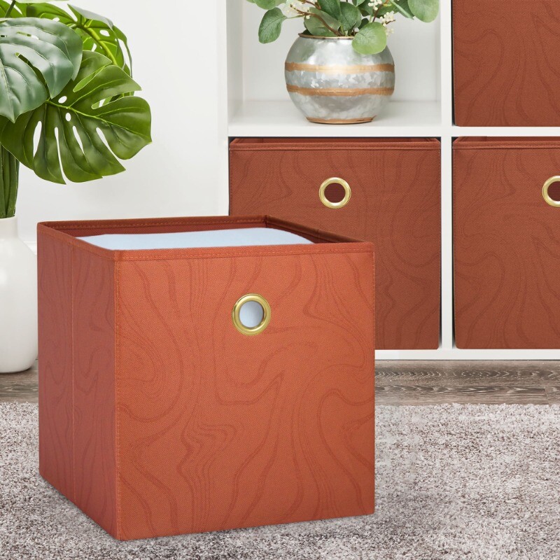 Mainstays 4-Pack Collapsible Red Canyon Swirl Fabric Storage Bins