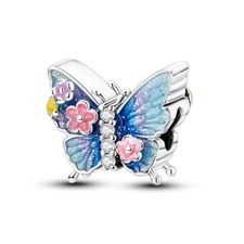 MULA New Flower Butterfly DIY Charm CZ For Women Bracelet 925 Sterling Silver