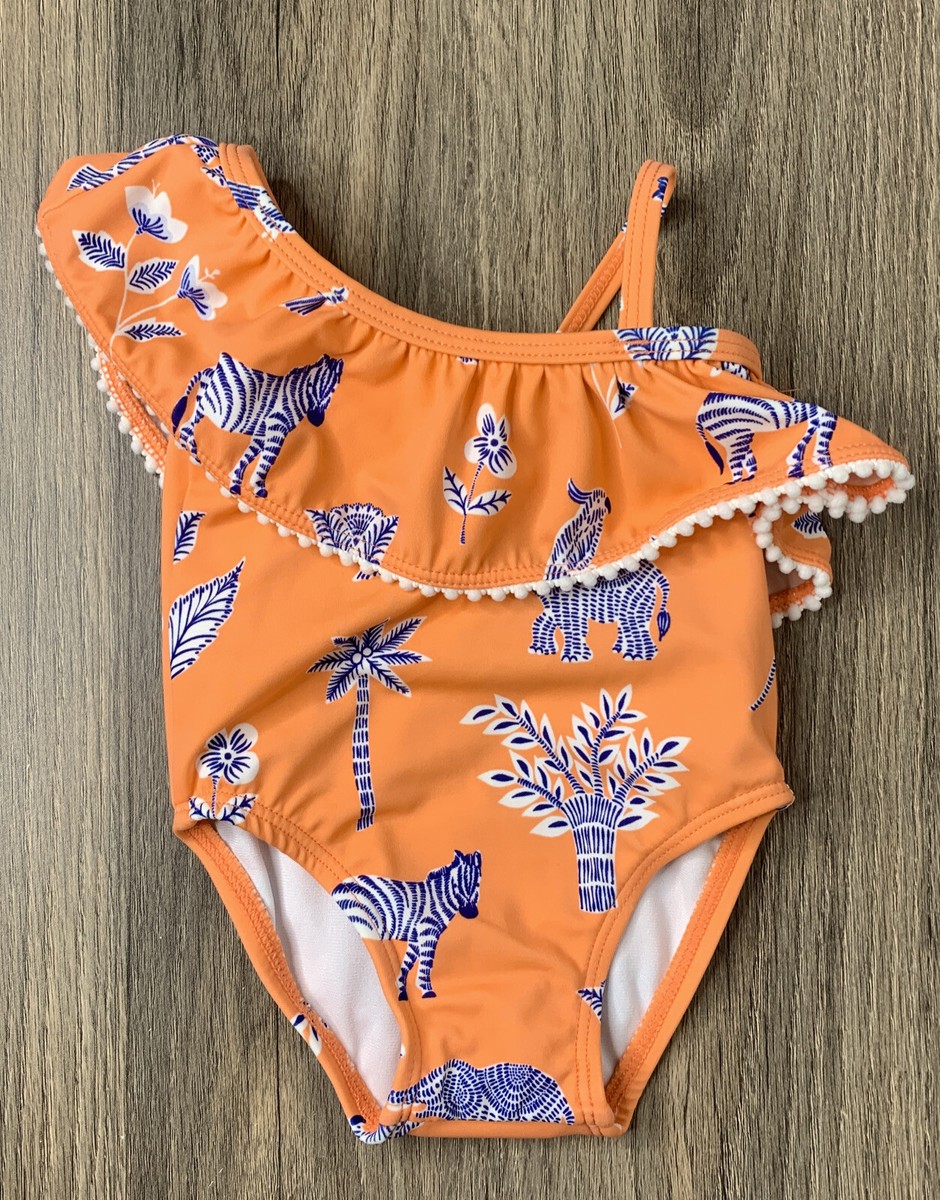 Janie and Jack Baby Girl One Piece Swimsuit Orange Size to Months New