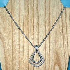 Vintage Crown TRIFARI Door Knocker Necklace Textured Silver Tone Signed