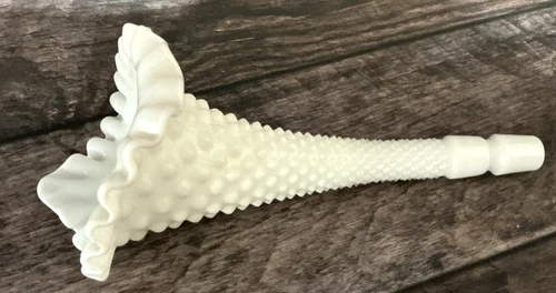 Fenton Milk Glass Hobnail Epergne Horn Replacement Tulip Ruffled Rim 8 1/2" EUC