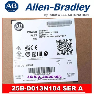 Allen Bradley 25B-D013N104 Ser A PowerFlex 525 AC Drive 5.5kW 7.5Hp 25B D013N104