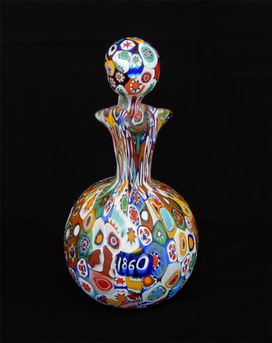 Murano Fratelli Toso Millefiori Cruet w/Stopper Cane Glass - Picture 8 of 16