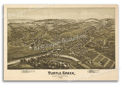 Turtle Creek Pennsylvania 1897 Historic Panoramic Town Map - 20x30