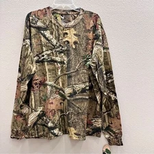 Mossy Oak Shirt Size Large Camo Henley Realtree Long Sleeve New