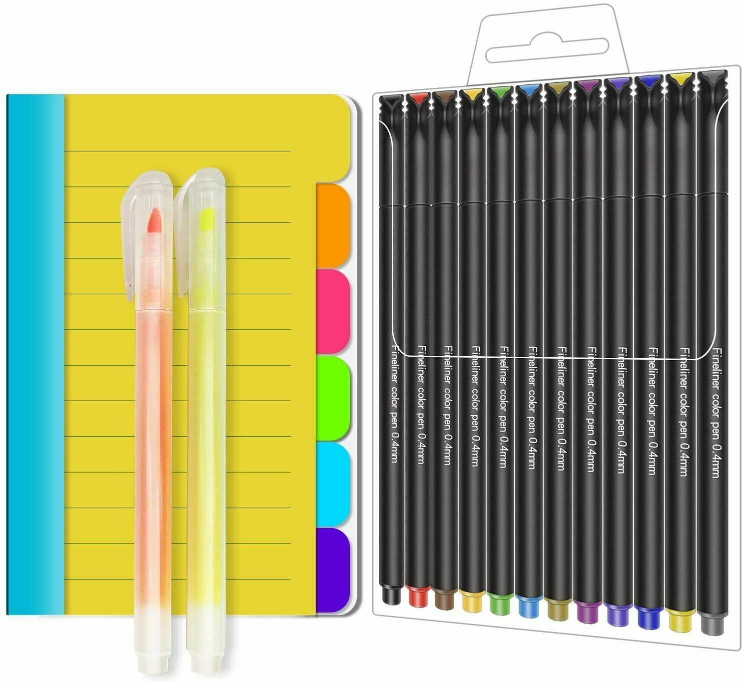 Divider Sticky Notes Set with 12 Colors Journal Planner Pens 2 Highlighters-image