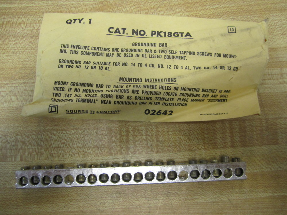 Square D PK18GTA Ground Bar 02642
