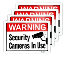 4 Pack 10x14Inch Video Surveillance Sign Rust Free Aluminum Security Camera Sign