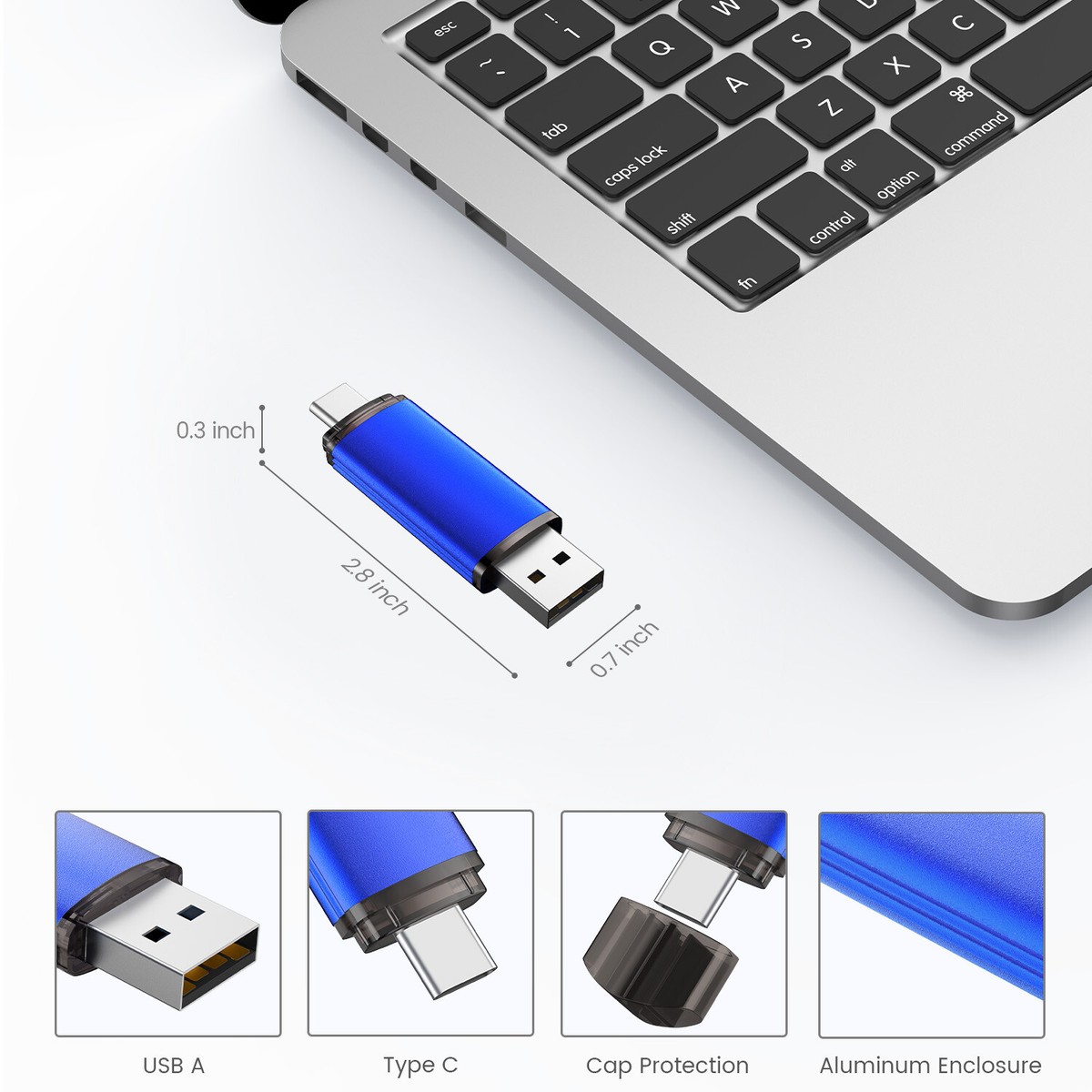 Type C USB Stick 64gb, 2 in 1 OTG USB C Speicherstick 64 GB Tragbar USB 2.0 Flash Drive 64gb Für MacBook Pro, Android Handy, Pad, Laptop UND Computer