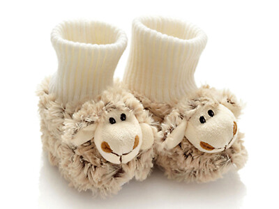 Baby Hausschuhe Schaf natur süß Fell Größe 21-23 Geschenk 