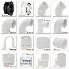 Polypipe 50mm Solvent Weld Waste Pipe Fittings in White (actual size 55mm)