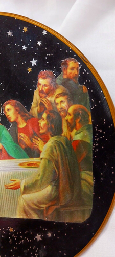 LAST SUPPER JESUS WITH DISCIPLES ROUND COLLECTOR PLATE WITH NIGHT TIME STARS - Picture 6 of 7
