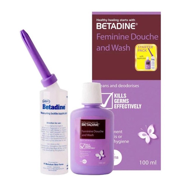 Betadine Feminine Wash 100ml 10 Povidone Iodine Vaginal Douche Kit